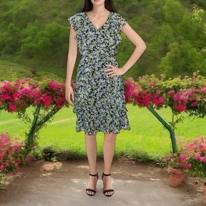 Tommy Hilfiger Womens Blue Floral Print Fit & Flare Dress Size 14 NWT